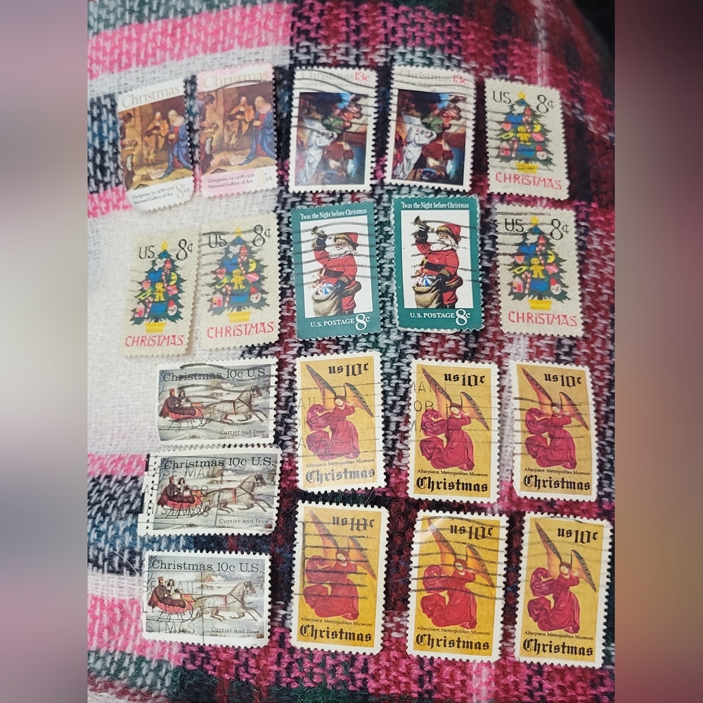 Vintage Christmas Stamps Stationary Collectible Holiday Bundle Lot Of 19